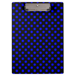Carpeta De Pinza Puntos Polka Azules Reales sobre Negro