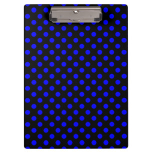 Carpeta De Pinza Puntos Polka Azules Reales sobre Negro