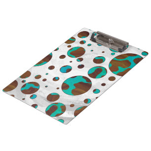 Carpeta De Pinza Puntos PrintPolka Verde azulados y marrones leopar