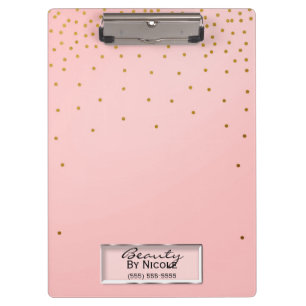 Carpeta De Pinza Puntos rosados y dorados Elegante Chic Glam Person