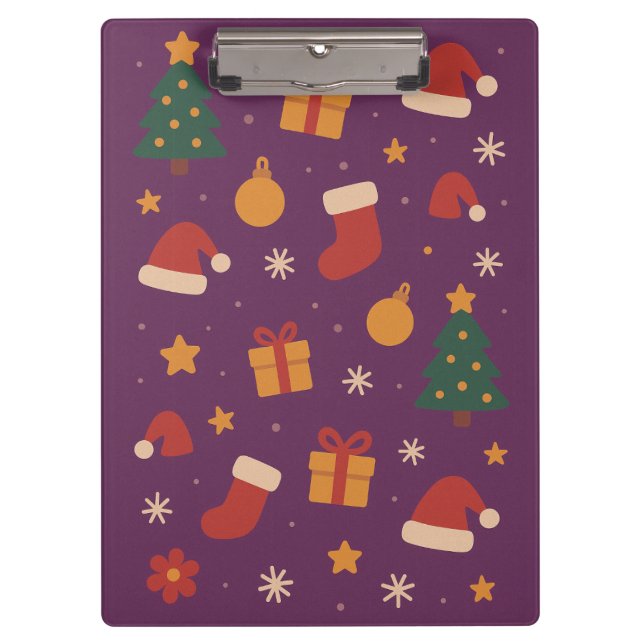 Carpeta De Pinza Purple Christmas Pattern Aesthetic – Cute Holiday  (Anverso)
