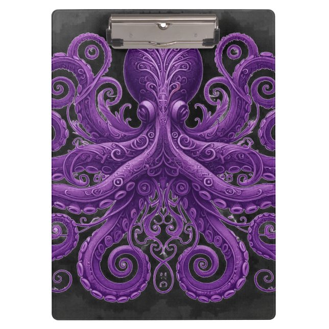 Carpeta De Pinza Purple Octopus Victorian Steampunk Kraken  (Anverso)
