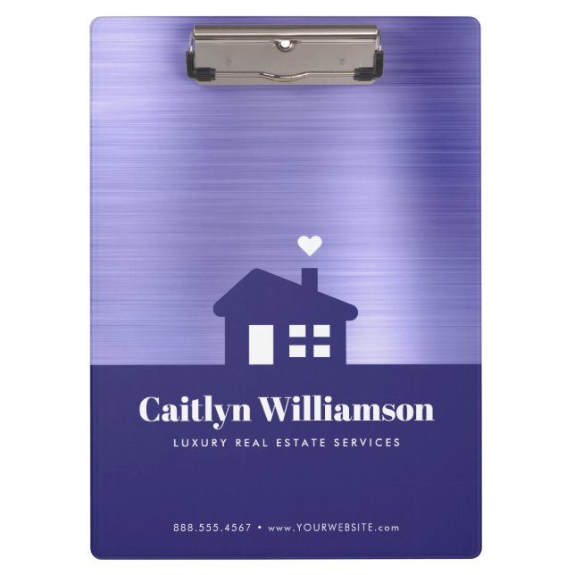 Carpeta De Pinza Purple Relieve metalizado Real Estate Broker House (Anverso)