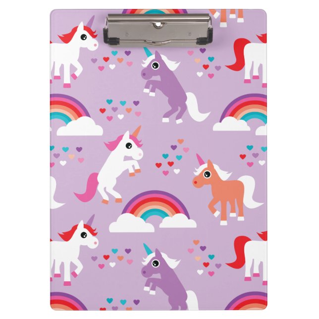 Carpeta De Pinza Púrpura linda del arco iris del unicornio (Anverso)