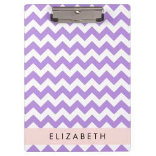 Carpeta De Pinza Púrpura Zigzag, Púrpura Chevron, Tu Nombre