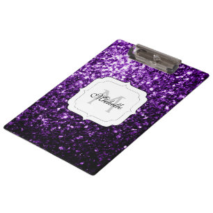 Carpeta De Pinza Purpurina brillante oscuro morado chispas Monogram