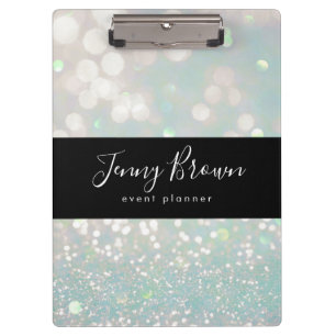 Carpeta De Pinza purpurina de cristal bokek monograma pastel Portap