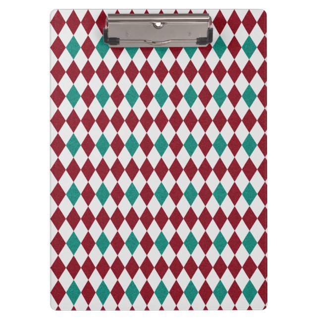 Carpeta De Pinza Purpurina de diamantes rojos y azules (Anverso)