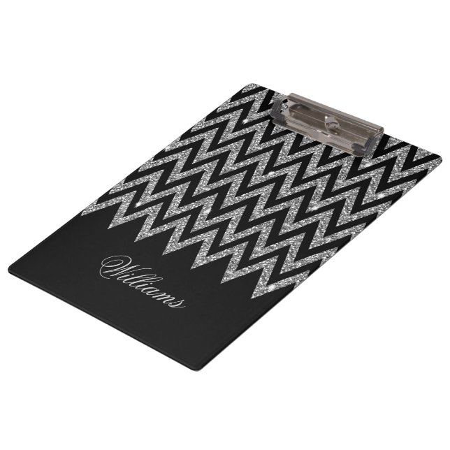 Carpeta De Pinza Purpurina de imitación plateado de Guay chevron zi (Angular)