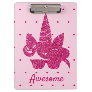 Carpeta De Pinza Purpurina de imitación rosa unicornio gafas de sol