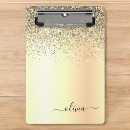 Carpeta De Pinza Purpurina de oro Girly Lujo Monograma Moderno Nomb