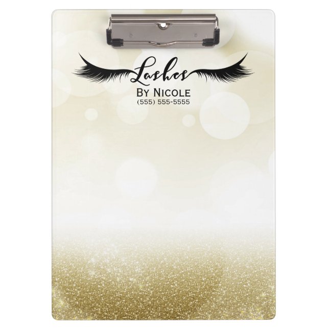 Carpeta De Pinza Purpurina de oro Glam Sparkle Lashes Personalizado (Anverso)
