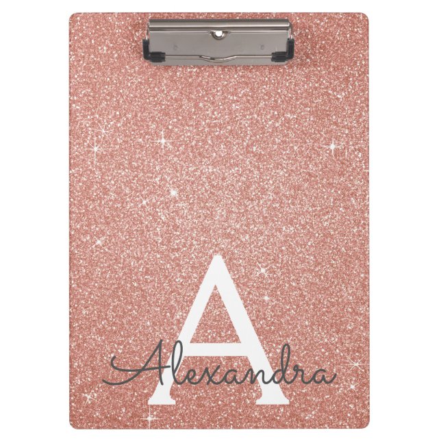 Carpeta De Pinza Purpurina de oro rosa y escuela monográfica Sparkk (Anverso)