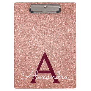 Carpeta De Pinza Purpurina de oro rosa y escuela monográfica Sparkk