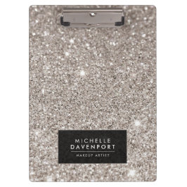 Carpeta De Pinza Purpurina de plata clásico personalizado