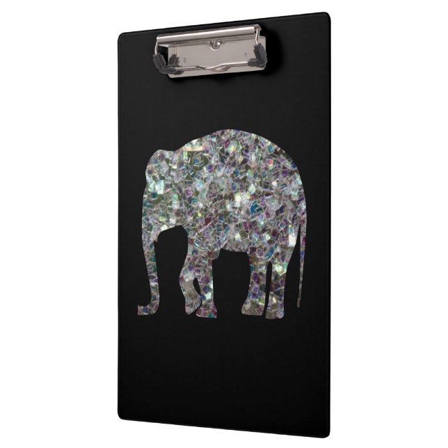 Carpeta De Pinza Purpurina elefante de mosaico de plata espárrago (Izquierda)