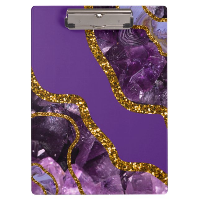 Carpeta De Pinza Purpurina Geode de Agate Purple & Gold (Anverso)