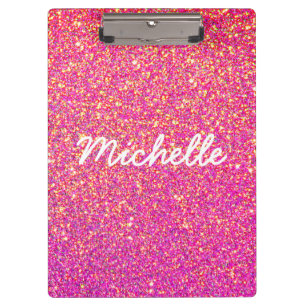 Carpeta De Pinza Purpurina Girly Rosa y Ombre Ombre Personalizado