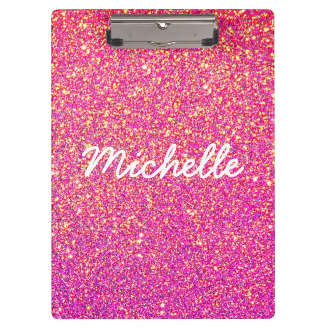 Carpeta De Pinza Purpurina Girly Rosa y Ombre Ombre Personalizado (Anverso)