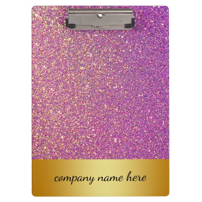 Carpeta De Pinza Purpurina Púrpura Personalizado Sparkles Faux (Anverso)