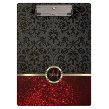 Purpurina rojo monograma y diseño floral