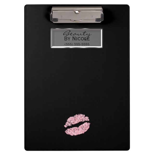 Carpeta De Pinza Purpurina rosa levanta elegante Moda Glam personal (Anverso)
