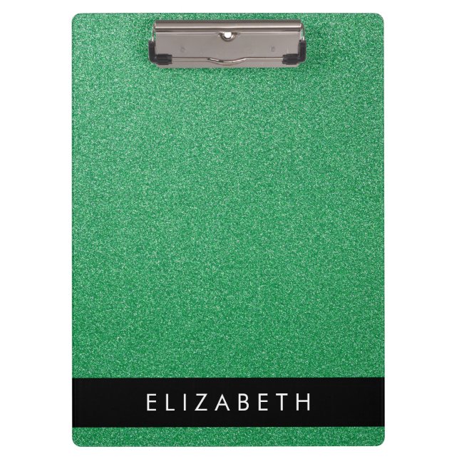 Carpeta De Pinza Purpurina verde, fondo Purpurina, nombre (Anverso)