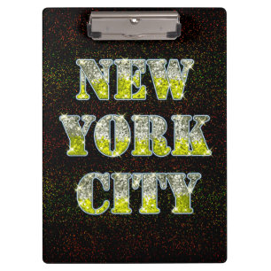 Carpeta De Pinza Purpurinas de Oro Plateado de Nueva York