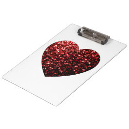 Carpeta De Pinza Purpurinas falsos de corazón rojo oscuro brillan