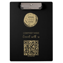 Carpeta De Pinza QR Code Business Logo Black Modern