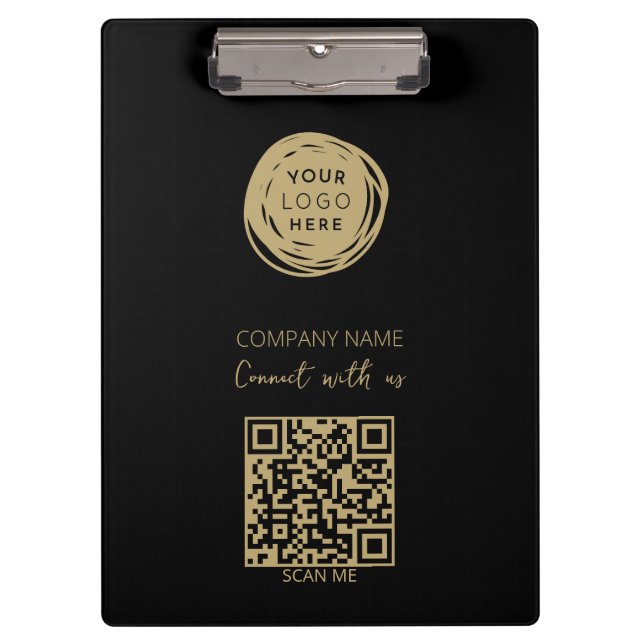 Carpeta De Pinza QR Code Business Logo Black Modern (Anverso)