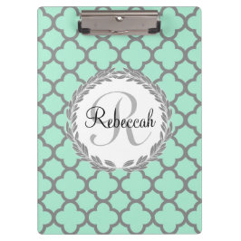 Carpeta De Pinza Quatrefoil gris verde de la Casa Monogramada Laure