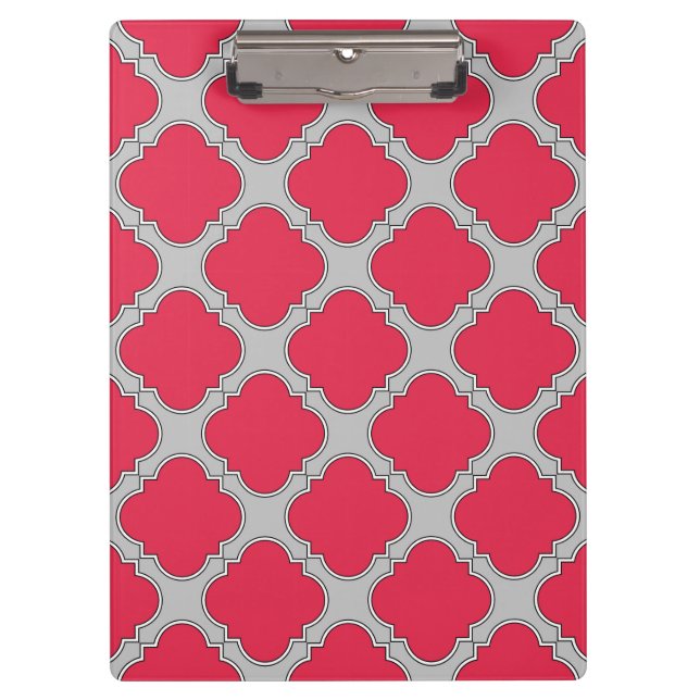 Carpeta De Pinza Quatrefoil rojo y gris (Anverso)