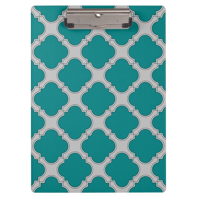 Carpeta De Pinza Quatrefoil verde azulado y gris (Anverso)
