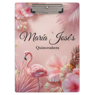 Carpeta De Pinza Quinceañera Flamenco Tropical, personalizado