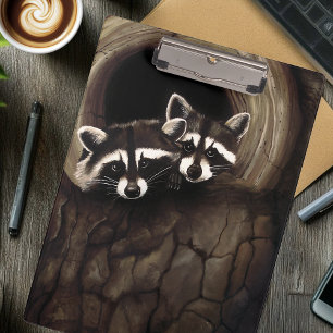 Carpeta De Pinza Raccoons Brown Cute Tree