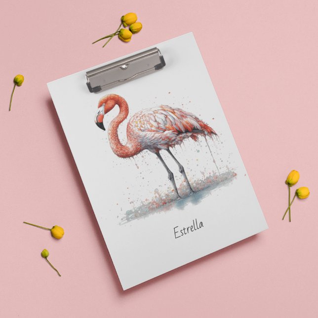 Carpeta De Pinza Radio Flamingo: Arte acuarela, personalizado (Subido por el creador)