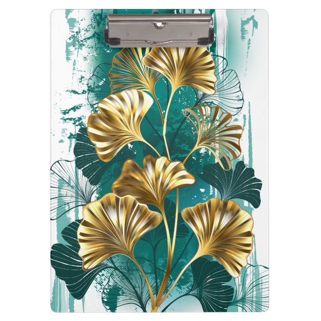 Carpeta De Pinza Rama con hojas doradas Ginko Biloba (Anverso)