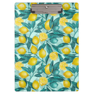 Carpeta De Pinza Ramas de limón en azul y amarillo