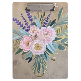 Carpeta De Pinza Ramillete peonías flores lavanda Rústico