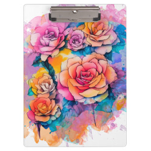 Carpeta De Pinza Ramo de Rosas con Toques de Acuarela Moderna