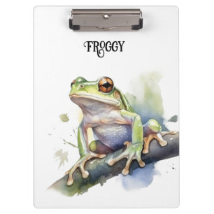 Carpeta De Pinza Rana arborícola acuarela linda, personalizada