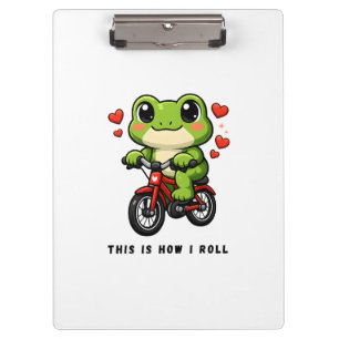 Carpeta De Pinza Rana Ciclista Adorable Arte de Rana Kawaii en Bi
