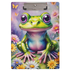 Carpeta De Pinza Rana con arte digital de flores
