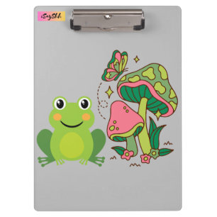 Carpeta De Pinza rana linda, setas y mariposa