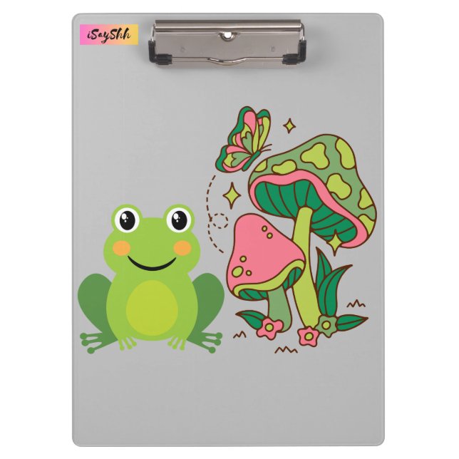 Carpeta De Pinza rana linda, setas y mariposa (Anverso)