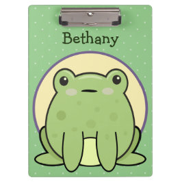 Carpeta De Pinza Rana verde kawaii personalizada