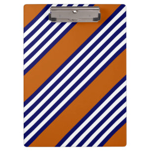 Carpeta De Pinza Rayas azul y blanca de la marina con naranja quema