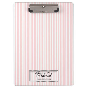 Carpeta De Pinza Rayas blancas rosadas Elegante Chic Glam Personali