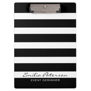 Carpeta De Pinza Rayas blancas y negras Patrón geométrico moderno